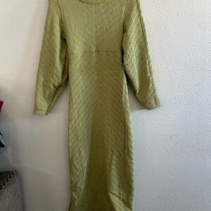 Free People Long Sleeve Textured Green Dress